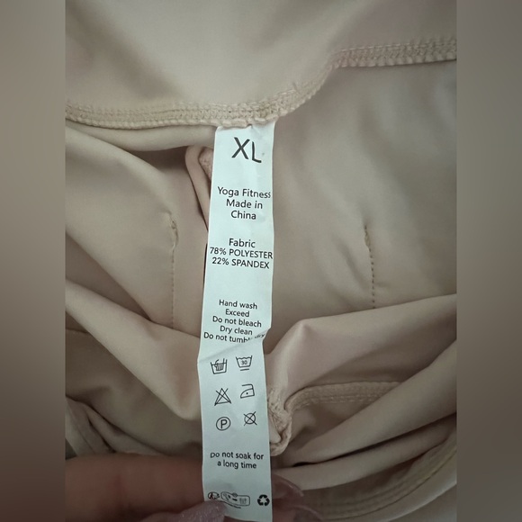🆕 Yoga Fitness - Cream/Nude Pink Workout Athletic Flare Leggings/Pants w/Pockets - Picture 7 of 7